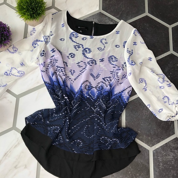 AB studio sheer split back blouse medium - Picture 2 of 4